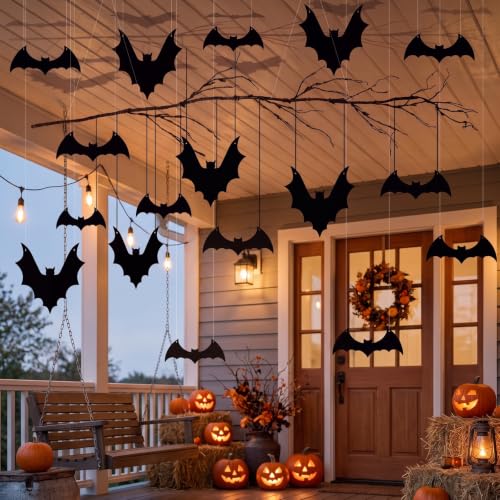 Halloween Bat Hanging Decorations Set - Spooky Ceiling Decor for Indoor Parties