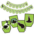 Halloween Banner Green Witch Black Cat Hanging Bunting Flag Party Decorations