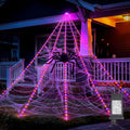 Halloween Outdoor Decorations Giant Spider Web Lights - Orange & Purple, 255 LEDs, 8 Modes