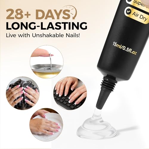 Strong Nail Gel Glue for Press-Ons, No UV, 15g Pair - Long-Lasting Adhesive