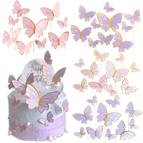 Butterfly Cupcake Toppers 3D Multicolor Cake Decorations Party Supplies