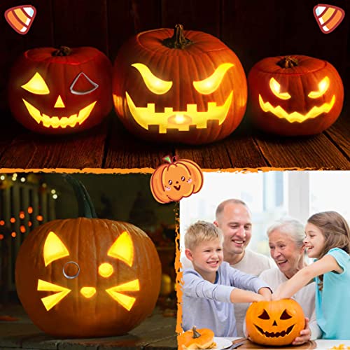 Pumpkin Carving Kit for Kids with Stencils, LED Candle Lights & Tools - Halloween Decorations