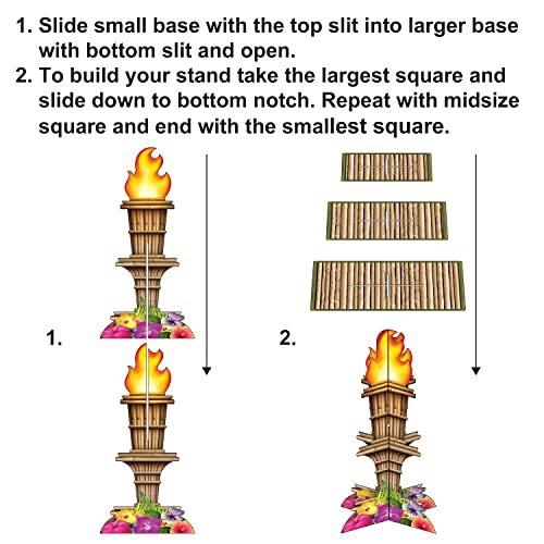 Tiki Torch Cupcake Stands - 2 Pack Tropical Luau Dessert Display, 3-Tier