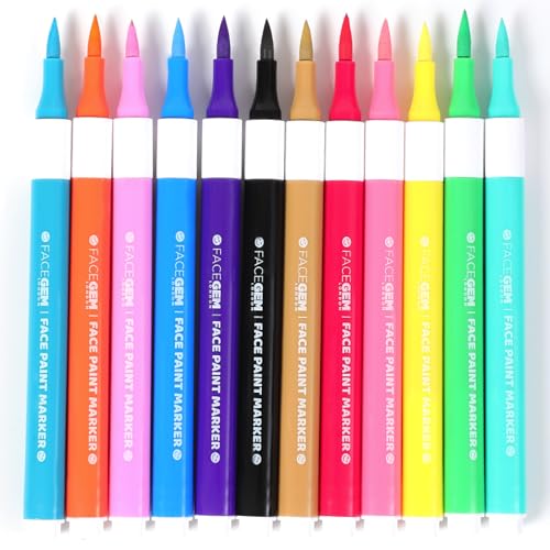 12-Color Water-Based Face Paint Kit - Mess-Free, Washable & Non-Toxic for Festivals & Parties