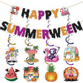 Summerween Party Banner & Decorations Set - Halloween in Summer Theme, Reusable Glitter Decor