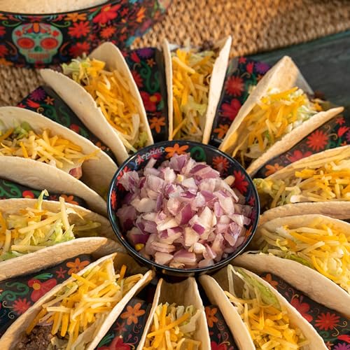 Day of the Dead Taco Prep Bowl - 4.25-Inch Ceramic-Style Melamine Serving Dish