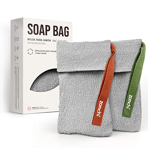Gentle Exfoliating Soap Saver Bags for Bar Soap - 2 Pack, Grey