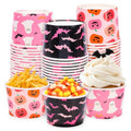 Pink Halloween Snack Cups - 60 Disposable Paper Bowls for Treats & Snacks
