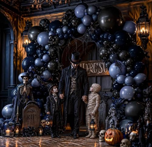 Navy Blue Black Balloon Arch Kit Double Stuffed for Birthday Baby Shower Wedding Halloween