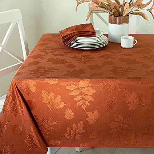 Harvest Legacy Damask Square Tablecloth 52x52 Rust - Elegant Fall Dining Decor