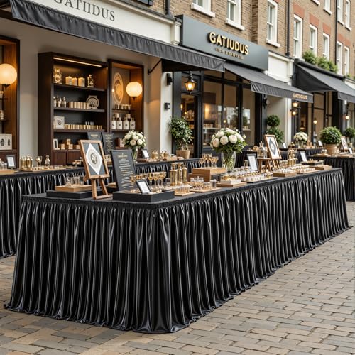 21ft Black Satin Table Skirt for Rectangle & Round Tables - Variation of THIS listing