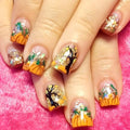Fall Pumpkin French Tip Press On Nails Short Square Glitter Artificial Nails for Women - Autumn Variation