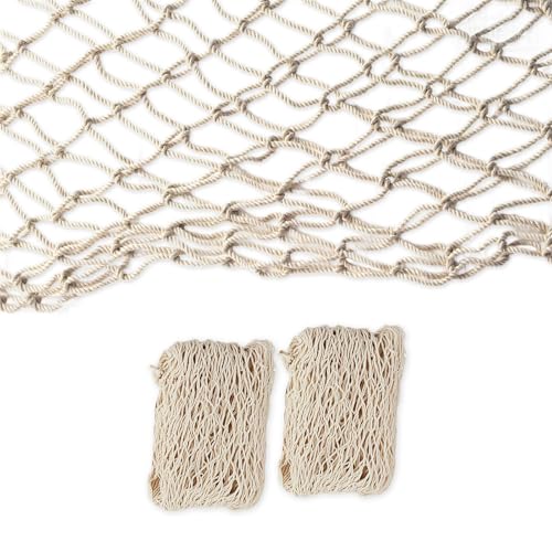 2 Pack Nautical Cotton Fish Net Decorations - 4x6.6 Ft Beach & Party Backdrop (Variation 2)
