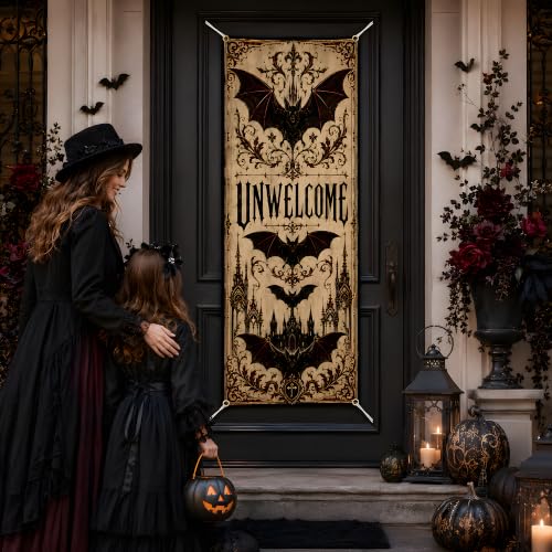 Halloween Door Cover Gothic WELCOME Banner - Black Red Yellow Variation