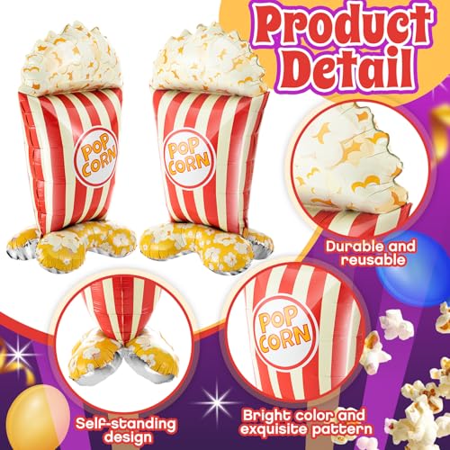 Self-Standing Popcorn and Clown Balloons Kit - Carnival Party Decor