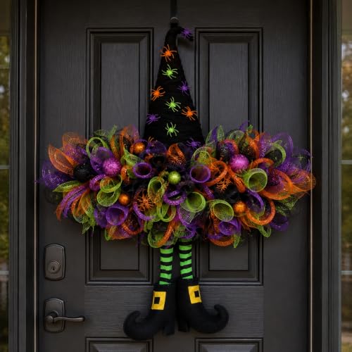 Halloween Witch Hat Wreath Frames Set - 3 Pieces, 20.9 x 22.1 Inches, Rustic Metal Craft Bases