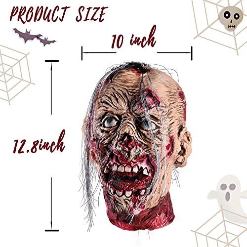 Halloween Zombie Severed Head Prop Bloody Hanging Decoration - Life-Size Reusable Gory Decor