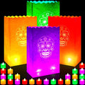 Day of the Dead Luminary Bags with LED Tea Lights - 32 Piece Party Decor Set