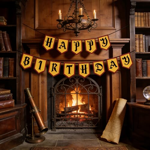 Magical Wizard Birthday Banner for Halloween Party - Pre-Strung Decor