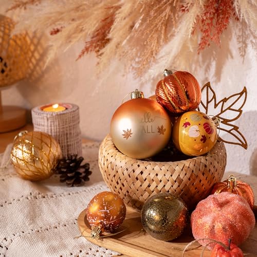 Fall Tree Ornaments Set - 40 Assorted Pumpkin, Maple Leaf & Harvest Decor