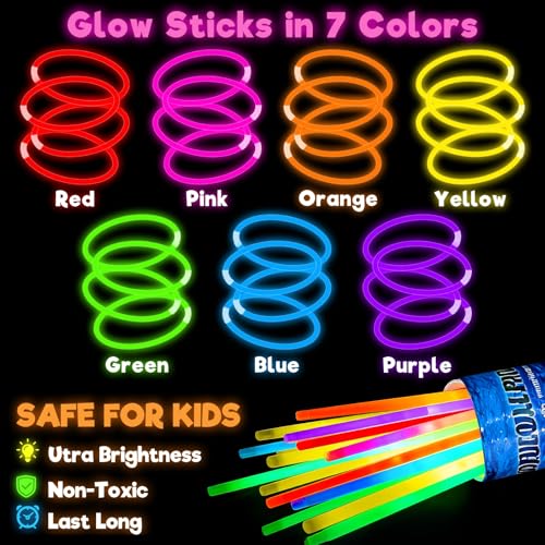 360 Pack Glow Sticks Bulk Party Supplies - Bright Neon Glow in the Dark