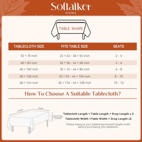 Fall Jacquard Rectangle Tablecloth 60x102 Inch Maple Rust - Autumn Decor