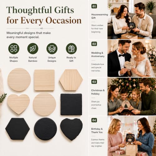 Unfinished Slate and Wood Coaster Set for DIY Crafts - 120 Pcs