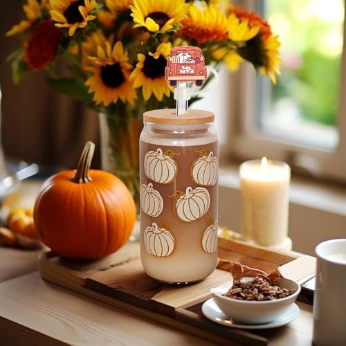15PCS Fall Silicone Straw Covers for Stanley Cups 30&40 Oz Reusable Halloween Gifts