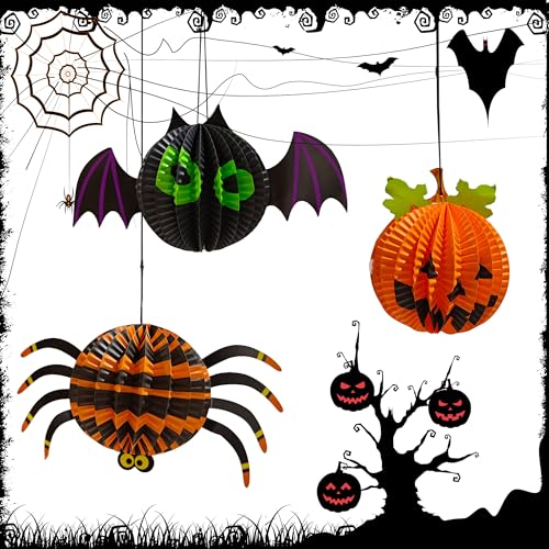 Halloween Paper Lanterns 6-Pack Pumpkin Spider Ghost Bat Decorations