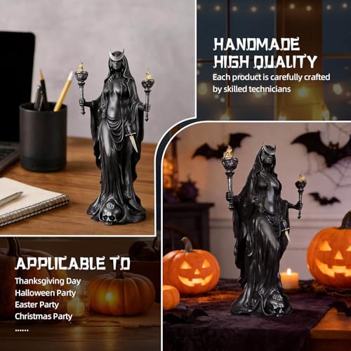 Gothic Resin Statue Hecate Torch - Spooky Decor Figurine for Home & Office