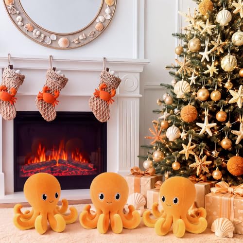 Christmas Octopus Tree Topper Decoration - Plush Holiday Ornament for 4-8 ft Trees - Fun Xmas Decor