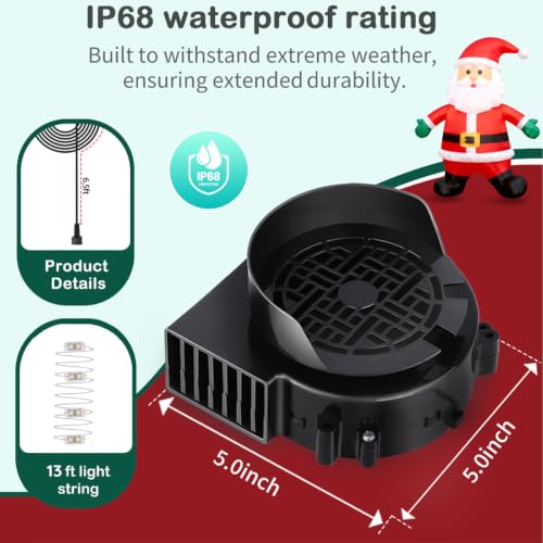 Inflatable Fan Replacement 1.2A Fan Blower with 4 LEDs and 1.5A Adapter for Halloween Christmas