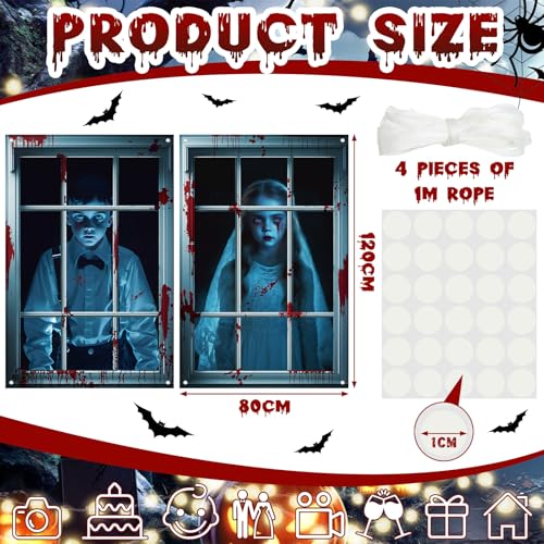Halloween Ghost Window Curtains Set - Spooky Decor for Indoor & Outdoor Halloween