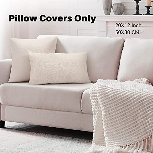 Beige Linen-Like 12x20 Inch Pillow Covers Bulk Set for Sublimation DIY - Pack of 8