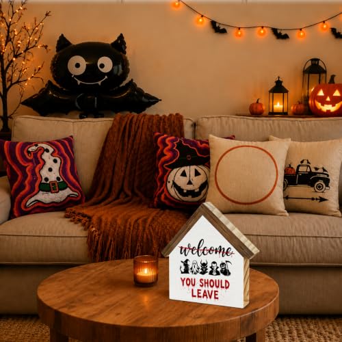 Halloween Ghost Wooden House Sign - Spooky Table Decor with Variation Sign-11