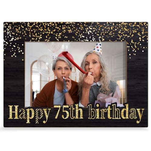 75th Birthday Photo Frame for Men Women - 4x6 Memory Picture Display, Table Decor Gift