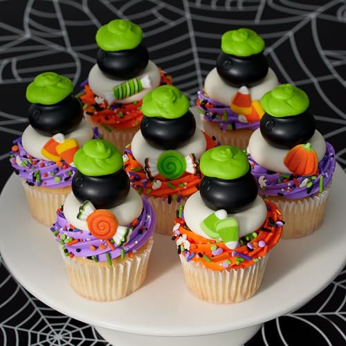 Halloween Cauldron Cupcake Toppers - 24 Pack Food Safe Decorations