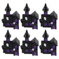 Mini Haunted House Figurines Set - Spooky Halloween Resin Decor, 6 Pieces