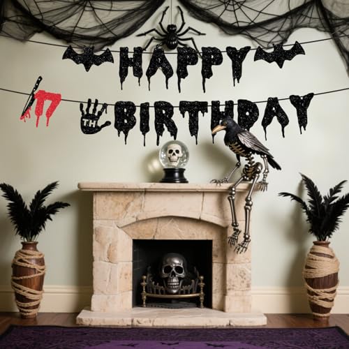 Halloween Killer 17th Birthday Banner - Bloody Zombie Horror Decor