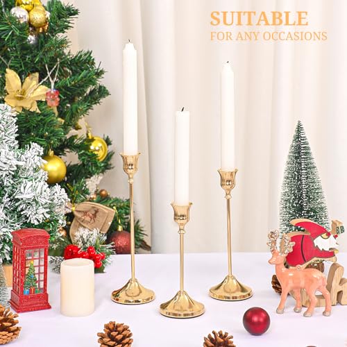 Gold Candlestick Holders Set of 15 (45 PCS) - Metal Taper Candle Holders for Dining & Decor