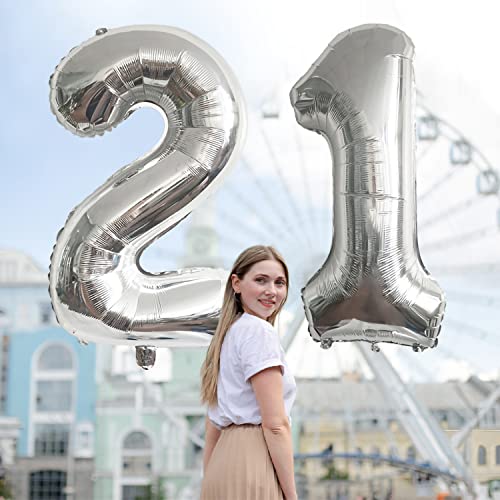 48 Inch Silver Number Balloon Set for 48th Birthday and Celebration Decorations