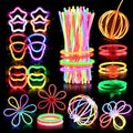 Glow Stick Party Favors Bulk Set with Neon Glasses and Accessories - 8 Colors