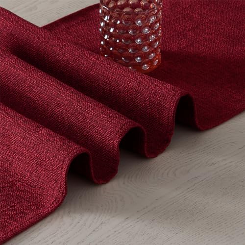 Waterproof Washable Table Runner - Ruby Red 14x118 Inch for Dining & Events