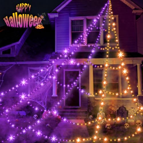 Giant Spider Web Lights – Outdoor Halloween Cobwebs with 550 LEDs, 11 Modes & Remote Control