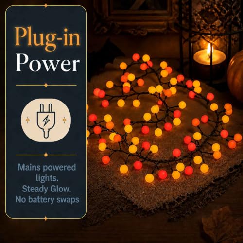120 LED Berry Cluster Christmas String Lights - Plug In Indoor/Outdoor Orange Red Yellow - 6.5ft - Variation of THIS listing
