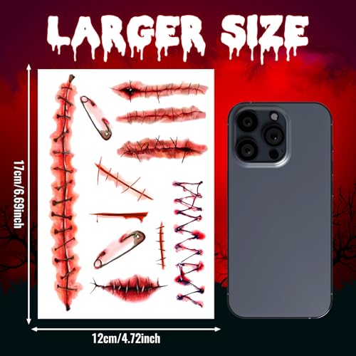 Halloween Zombies Fake Scars Temporary Tattoos - Classic Scar Design