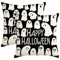 Halloween Ghost Pillow Covers 18x18 Set of 2 Black White Ghost Decor - Variation: Black / 18" x 18"