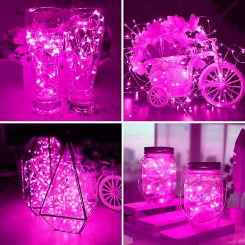 Pink Fairy String Lights - 50 Pack Mini Battery Operated Decorative Lights - Variation Pink/50P