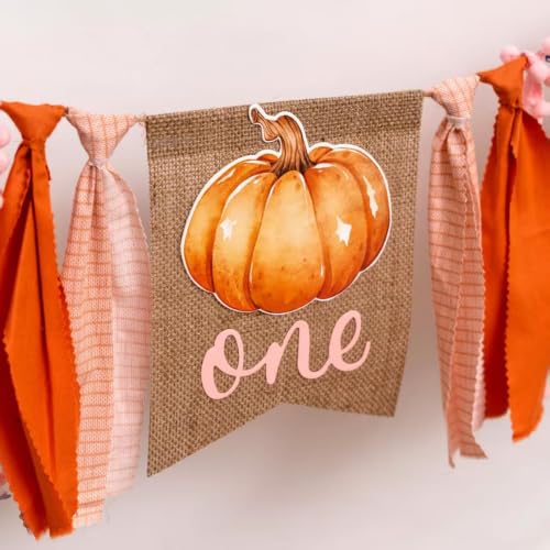 Orange Pumpkin 1st Birthday High Chair Banner - Autumn Fall Halloween Decor