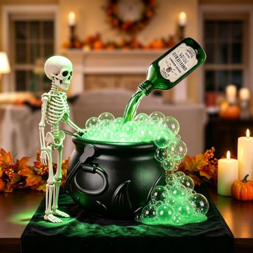 Halloween Decorative Plastic Cauldron with Floating Potion Effect - Black